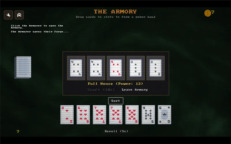 Cards in the Dungeon of Scoundrels armory